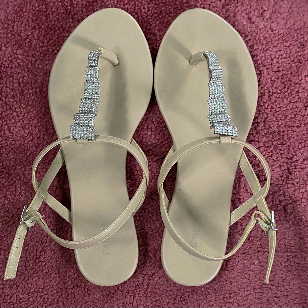 Express | Tan Rhinestone Sandals